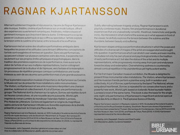 L’expo «Ragnar Kjartansson» au Musée d’art contemporain de Montréal